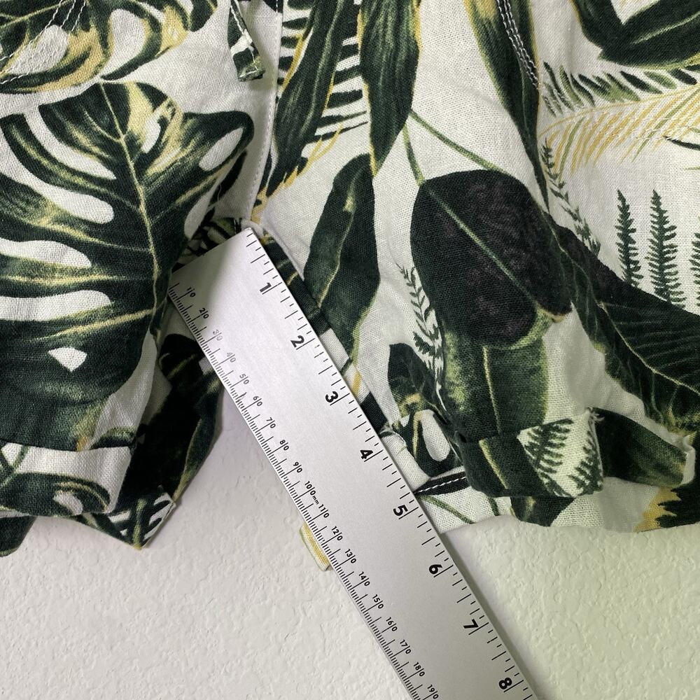 Per Se Green Tropical Linen Blend Shorts Medium Resort Vacation Beach Hawaiian - Picture 5 of 8